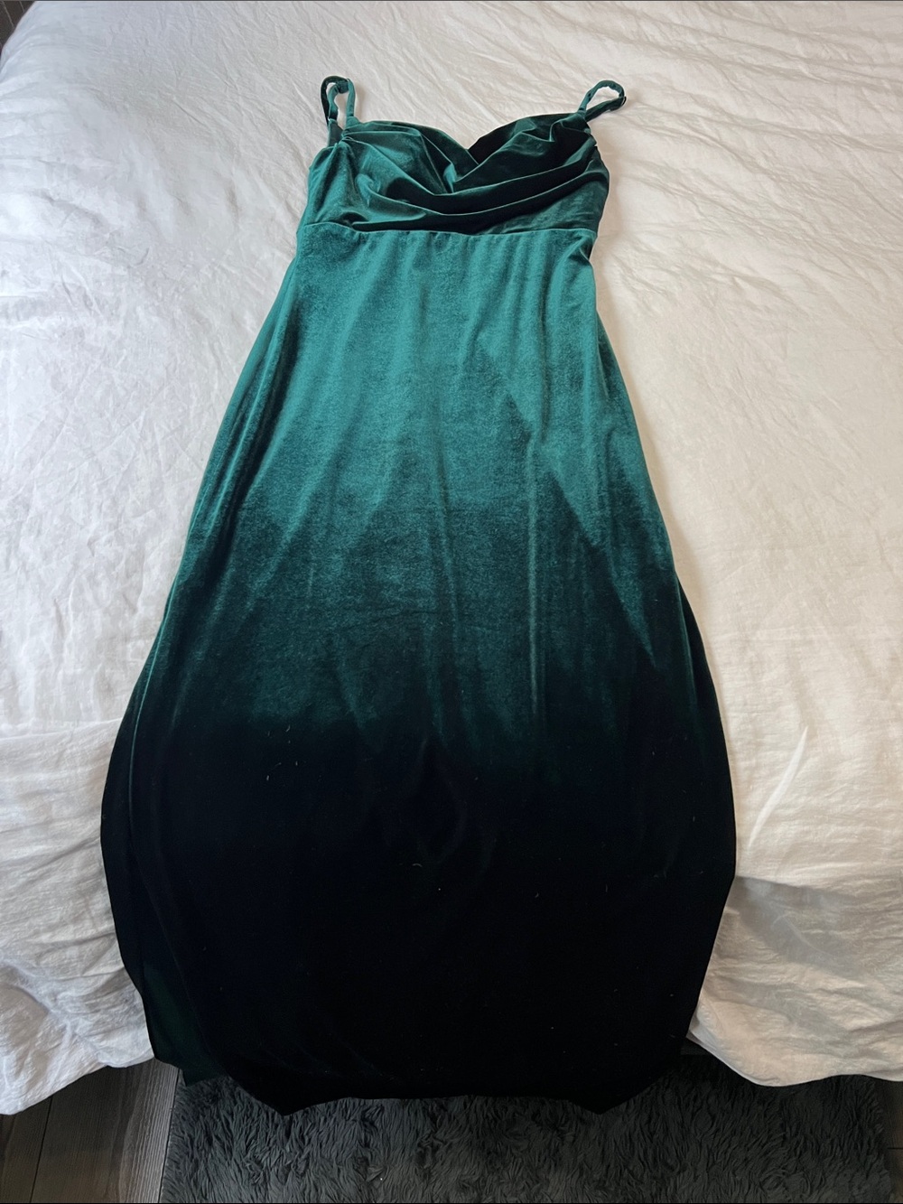 Emerald Green Velvet Slip Bridesmaid Dress